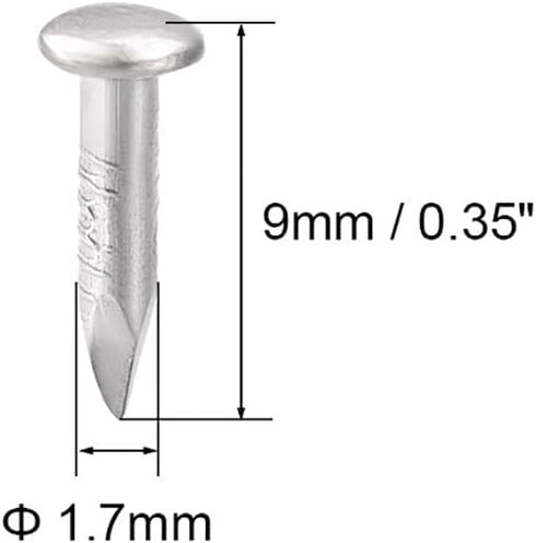 uxcell Small Tiny Hardware Nails Carbon Steel 1.7X9mm for DIY Decorative Wooden Boxes, 500pcs Silver Tone
