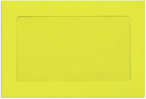 LUXPaper 6 x 9 Full Face Window Envelopes | Citrus Yellow | 80lb. Text | 50 Qty