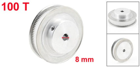 uxcell Silver Tone Aluminum Alloy 100 Teeth 8mm Pilot Bore Screwed Timing Pulley