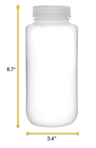 EISCO Reagent Bottle, 1000ml Wide Mouth with Screw Cap, Polypropylene, Translucent