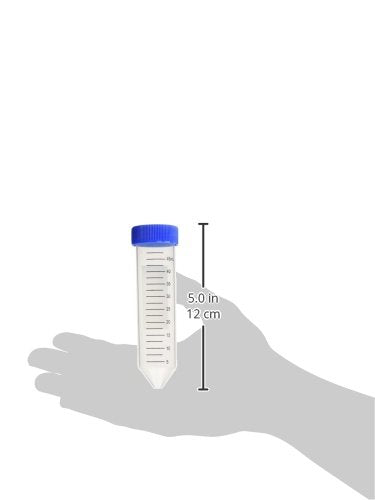United Scientific D1001 Sterile Polypropylene Conical Bottom Centrifuge Tubes with Black Graduations, Blue Cap, 50ml Capacity (Pack of 50)