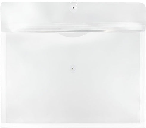 JAM PAPER Plastic Envelopes with Button & String Tie Closure, Large Booklet 12 x 18, Clear, 3/Pack