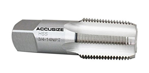 Accusize Industrial Tools 3/4'' to 14 H.S.S. Taper Pipe Tap-Npt, 3-1/4'' Oal, 1-3/8'' Thread Length, American Standard