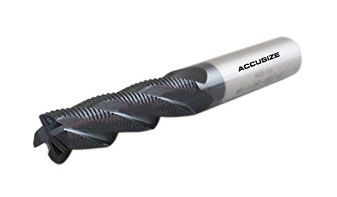 Accusize Industrial Tools 1/2'' Dia, M42 8% Cobalt Tialn Roughing End Mill, 1/2'' Shk Dia, 4 Flute, 1102-0120