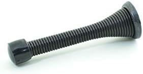 QCAA 3 Pack Flexible Spring Door Stop Bumper - 3-1/8", Steel, Matte Black, Made in Taiwan