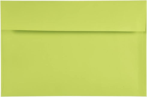 JAM PAPER A9 Colored Invitation Envelopes - Ultra Lime Green Peel & Seal Closure 100/Pack
