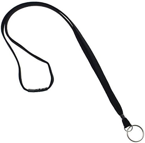 Specialist ID 25 Pack Heavy Duty Breakaway Lanyards for Keys and IDs with Keychain Split Ring (Black)