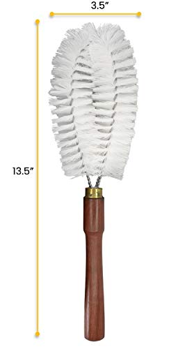 13.5" 4" EISCO Nylon Bristle Cleaning Brush, - Wooden Handle - Ideal for Scrubbing Glassware, Labware, Beakers