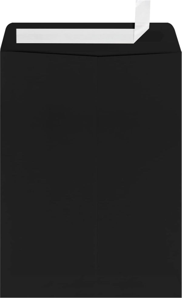 LUXPaper 9 x 12 Open End Envelopes | 50 Qty | Midnight Black | Peel & Press | 80lb. Text