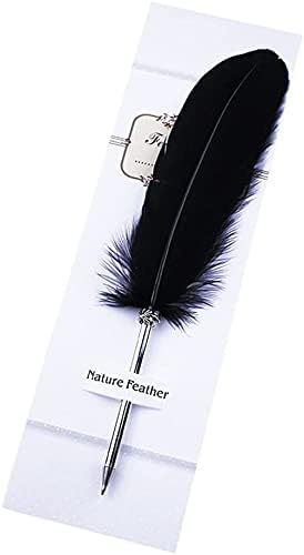 OPENDGO Feather Quill Ballpoint Pen - Natural Goods Feather Pen with Refined Plated Rod for School Writing