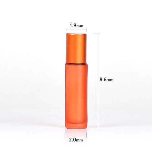 5 Pack 10ml Colorful Frosted Glass Roll On Bottles, Empty Essential Oil Glass Roller Bottle with Stainless Steel Roller