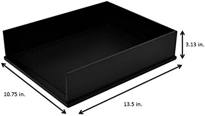 Victor 1142-5 Midnight Black Front Load Letter Tray, Matte Black with Faux Leather Tray Pad