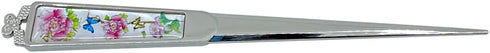 Decorative Envelope Paper Letter Opener with Antique Design, Silver Steel Office Knife, Peony