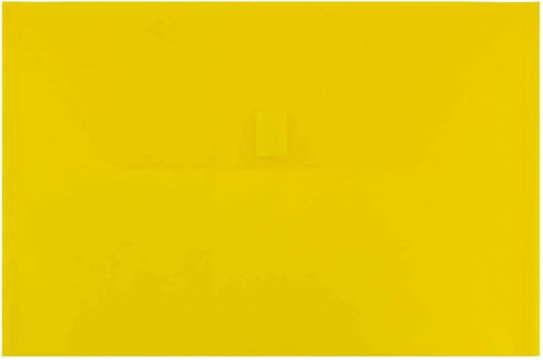 JAM PAPER Plastic Envelopes with Hook & Loop Closure - Legal Booklet - Yellow - 12/Pack, 9 3/4 x 14 1/2