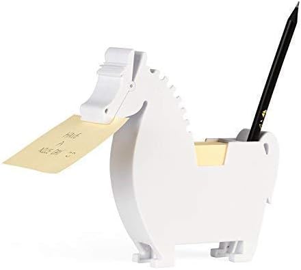 Horse Memo Dispenser and Pen Holder - Note Pad Clip Gifts for Co-Workers, 2 Packs Memo (Horse, White)