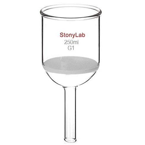 StonyLab Borosilicate Glass Buchner Filtering Funnel with Coarse Frit, 76mm Inner-Diameter, 250ml