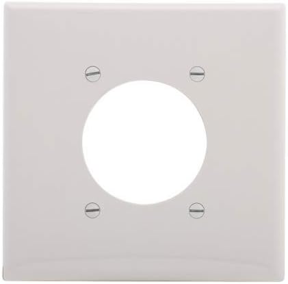 Cooper Wiring Devices PJ703W Wlplt 2G Sgl Rec W/2.15"Hole Poly Mid WH
