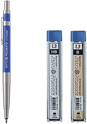 Xeno Promate Lead Holder Pen Mechanical Pencil & B Lead Case Set 1.3mm, 2.0mm (1.3mm Bundle) by ZEESOON