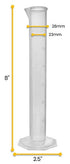 EISCO Graduated Cylinder - 50mL Class B Tolerance, Octagonal Base, Polypropylene Plastic, Industrial Quality