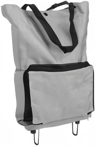 Foldable Shopping Cart Bag with Wheels, Large Capacity Reusable Grocery Tote, Heavy Duty Oxford Fabric Rolling Bag