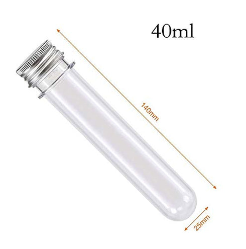 10 Pack 40ml Clear Plastic Test Tubes with Screw Caps Multi- Purpose Plastic Vials Containers for Scientific Experiments, Party, Decorate The House, Candy Storage