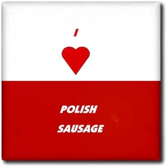 3dRose 4 Inch I Love Polish Sausage Ceramic Tile