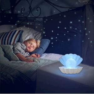 8 LKUA Shell Pearl Beach Themed Night Light, RGB Colors Changing Mood Shell Pearl Lamps, Bedside LED Clamshell Portable