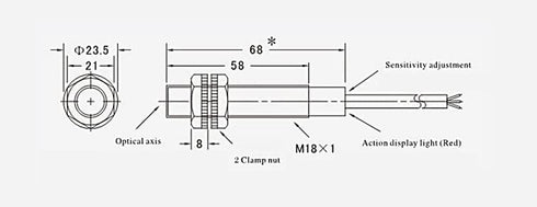 Heyiarbeit M18 Diffuse Photoelectric Switch Sensor Optical E3F-DS30C4 3 Lines NPN 30 cm Adjustable NPN Proximity Switch DC 6-36V