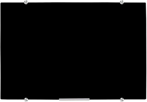 DEVELOP Magnetic Black Glass Dry Erase Board, 24 x 18 Inches, Small Frameless Wall Mounted Writing Whiteboard with 4