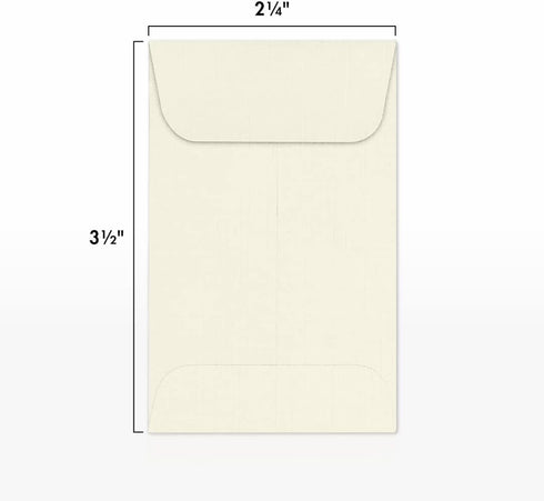 LUXPaper #1 Coin Envelopes | 2 1/4" x 3 1/2" | Natural Linen | 50 Qty, 80lb. Text