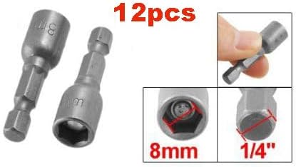 YXQ Hex Magnetic Power Socket Adapter Drill Bit Nut Driver Set, 8mm 12-Piece for Power Tools