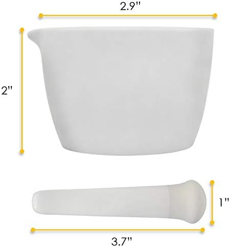 EISCO Porcelain Mortar & Pestle Set, 1.7oz (50ml) - Heavy Duty Unglazed Grinding Surface for Kitchen or Laboratory