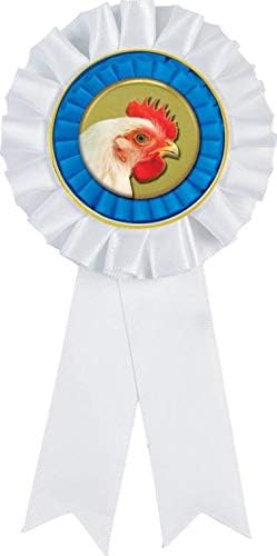 Chicken White Rosette Ribbon Award, Chicken Trophy Ribbon Prize Prime