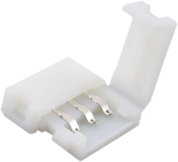 10 Pcs 3-Pin RGB LED Light Strip Connectors, 10mm Wide Gapless Solderless Adapter for SMD 5050 Multicolor