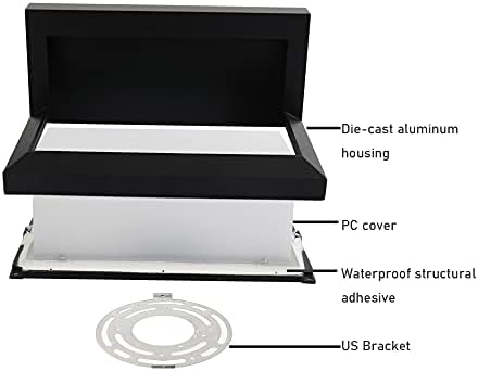 ZYI 18W IP65 3000K LED Outdoor Wall Sconce, Waterproof Exterior Porch Light Fixture, Warm White Hardwired Wall Light
