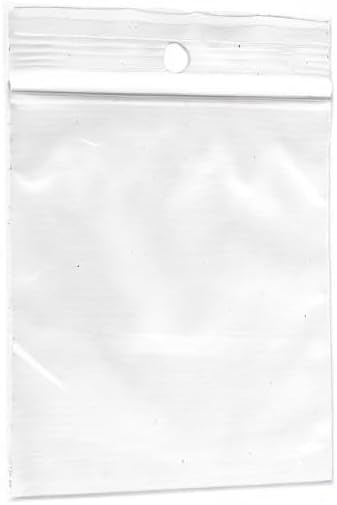 Plymor 3" x 3" (Pack of 200), 2 Mil with Hang-Hole Zipper Reclosable Plastic Bags