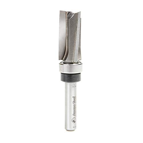 Amana Tool 45460-3US Carbide Tipped Flush Trim Plunge Template Up Shear Angle 1/2 D x 1 Inch CH x 1/4 SHK Router Bit