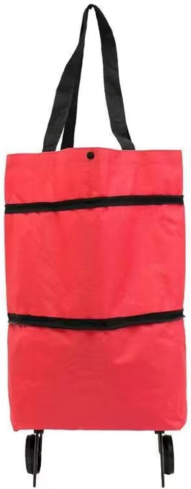 TNRAADREM 2 1 in Lightweight Collapsible Shopping Cart, Folding Cart with Wheels, Reusable Grocery Bags, Travel Bag