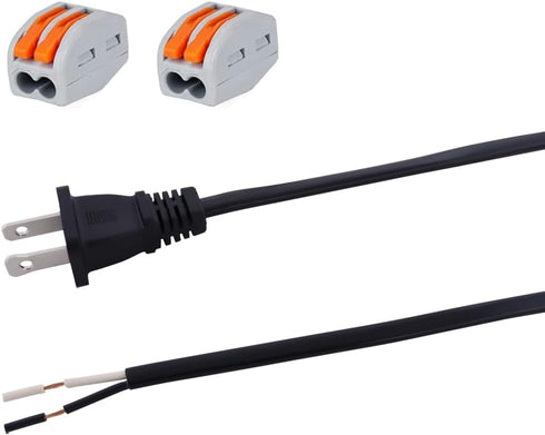 Replacement Power Cord Pigtail 18AWG 2 Prong 6FT Flat Shape 2 Wire Supply Cord with 110V Polarized Plug
