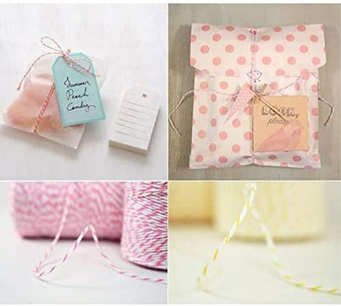 jijAcraft Pink and White Twine String, 328 Feet Heavy Duty Packing String for Christmas Decoration