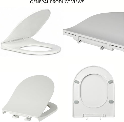 Generic Soft Close D-Shape Toilet Seat, Durable Thermoplastic Toilet Seat Cover with Quick Release Hinges, Easy