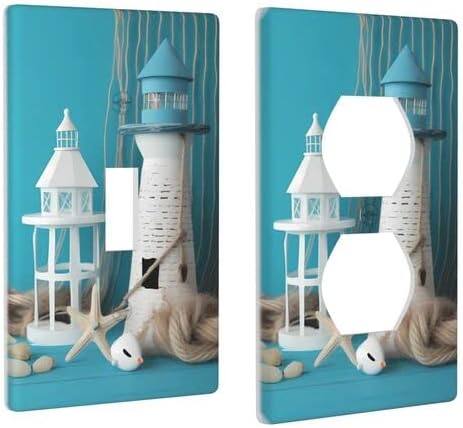 Sea Lighthouse Light Switch Plate & Duplex Outlet Cover Set - Single Gang Toggle/1-Gang Duplex Wall Plates