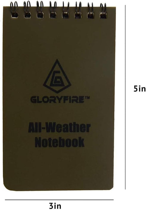 GLORYFIRE Waterproof Notebook Tactical All-Weather Memo Notepad with Waterproof Grid Paper, 3"x5" (5pcs)