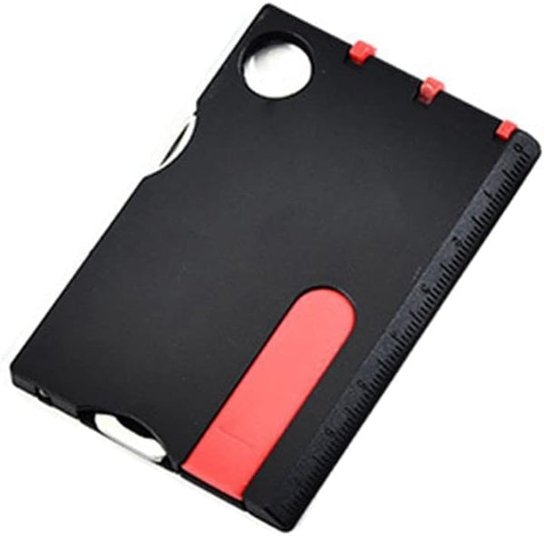 Black Outdoor Survival Multi Tool Card, Bottle Opener, Barbecue Knife, Camping Gear, Hiking Magnifier Accessories