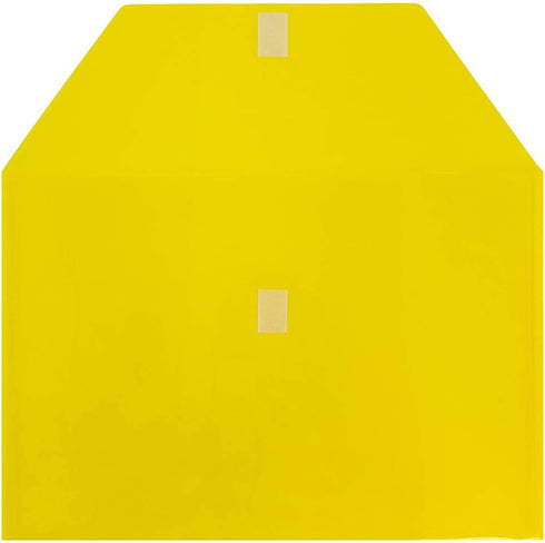 JAM PAPER Plastic Envelopes with Hook & Loop Closure - Legal Booklet - Yellow - 12/Pack, 9 3/4 x 14 1/2