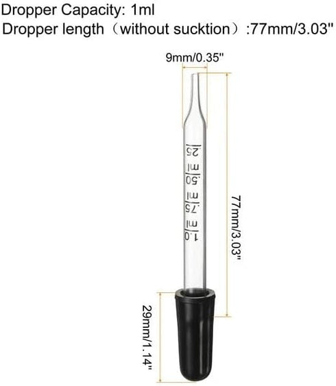 1ml Eye Dropper Glass Liquid Dropper 1ml Capacity Fit for Essential Oils Dropping Pipettes for Resin Lab Bottles and Jars by Seadiquiet
