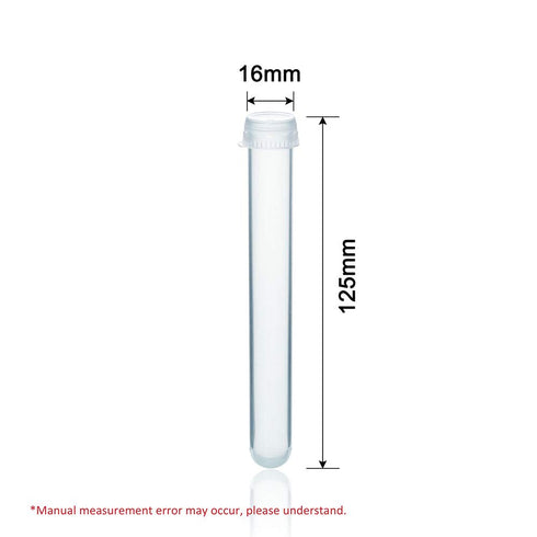 Plastic Test Tubes with Caps, 50pcs Dia.16x125mm, 25ml Nature Colored Test Tubes with Lids