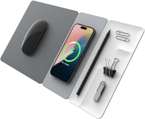 POUT H3 Split Max 3-in-1 Wireless Charging Mouse Pad Fast Qi Charger, Mousepad