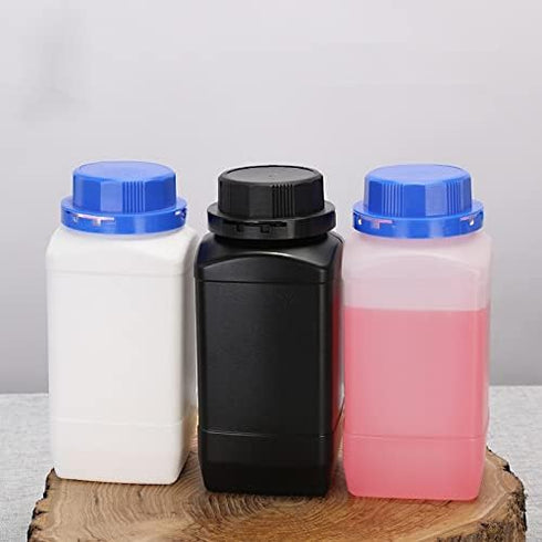 Othmro 5pcs Plastic Lab Chemical Reagent Bottles, 1000ml Wide Mouth Liquid/Solid Storage with Anti-theft Cap