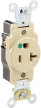 Leviton 8310-I 20 Amp, 125 Volt, Extra Heavy Duty Hospital Grade Single Receptacle, Ivory